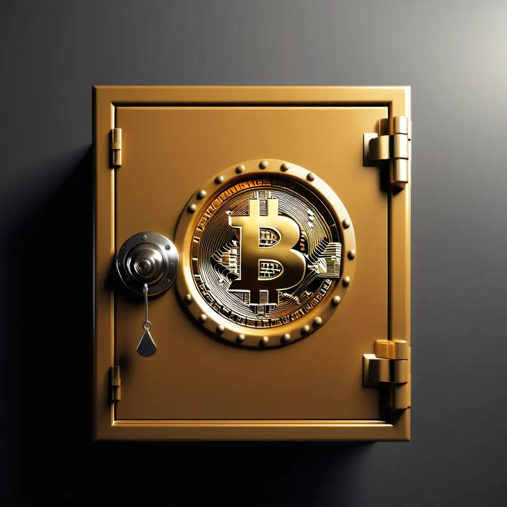 Secure Bitcoin Storage Golden Safe with the Iconic Logo