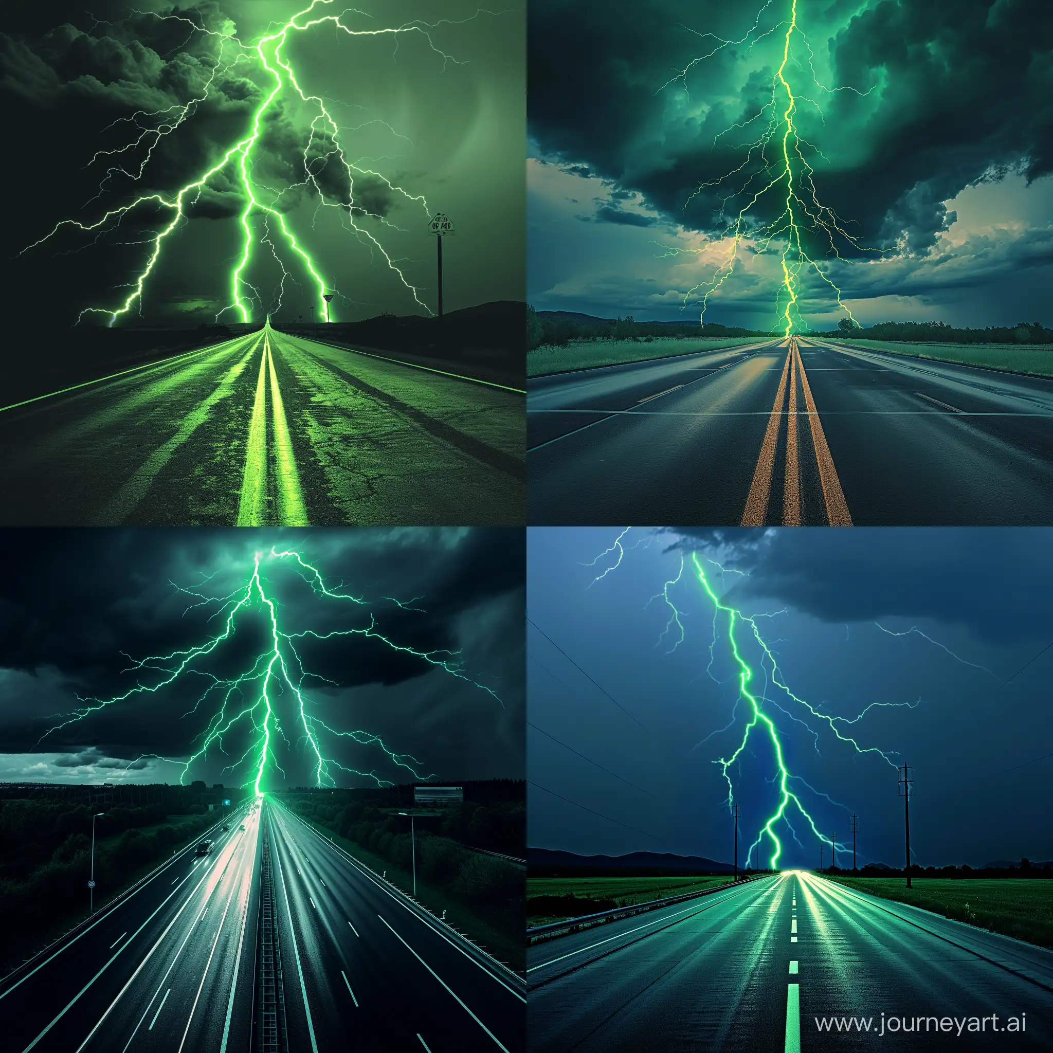 Scenic-Highway-with-Electrifying-Green-Lightning