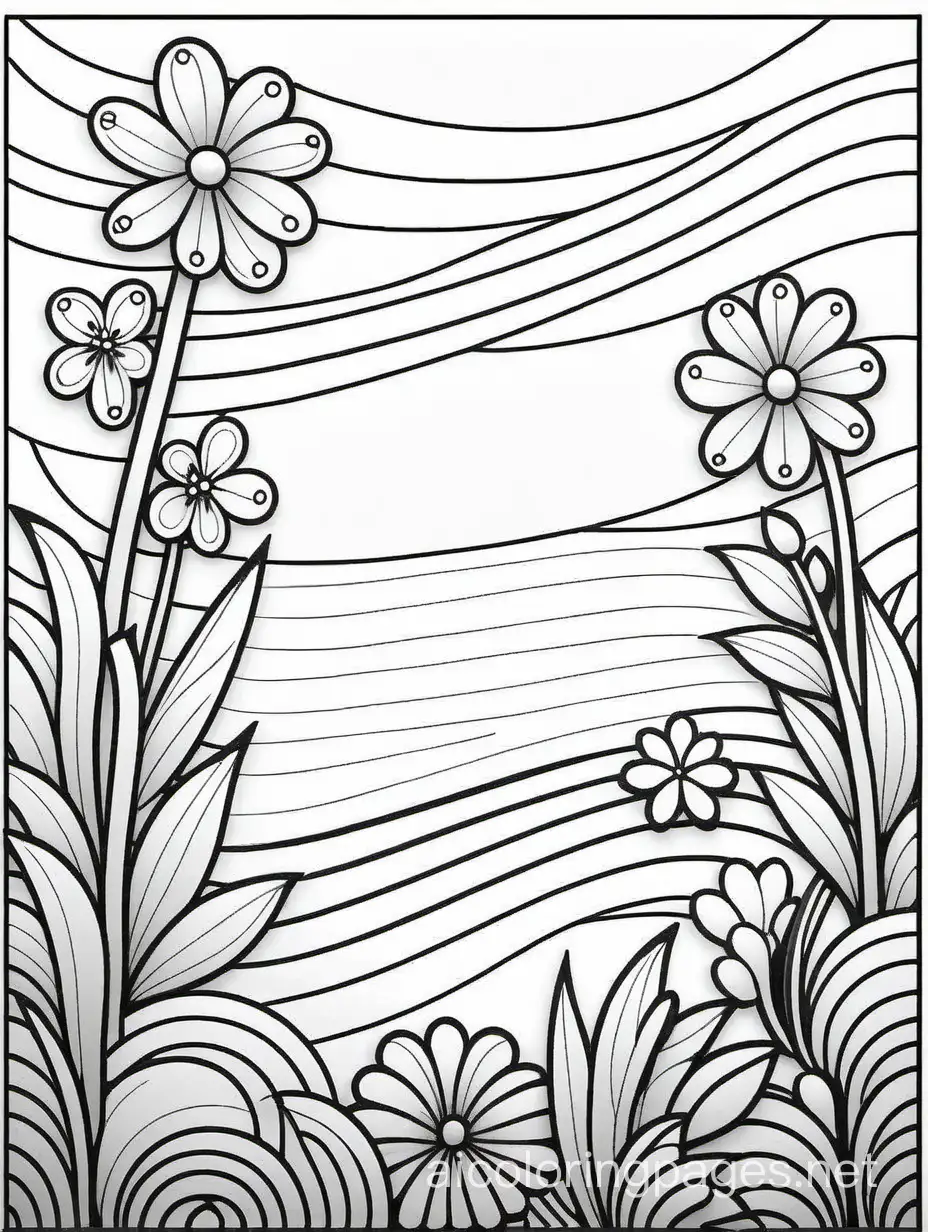 coloring pages for adults,  In the style of Cubism, Curled lines, Low Detail, Flower garden background,  Black and white, No Shading, --ar 9:16, Coloring Page, black and white, line art, white background, Simplicity, Ample White Space. The background of the coloring page is plain white to make it easy for young children to color within the lines. The outlines of all the subjects are easy to distinguish, making it simple for kids to color without too much difficulty
