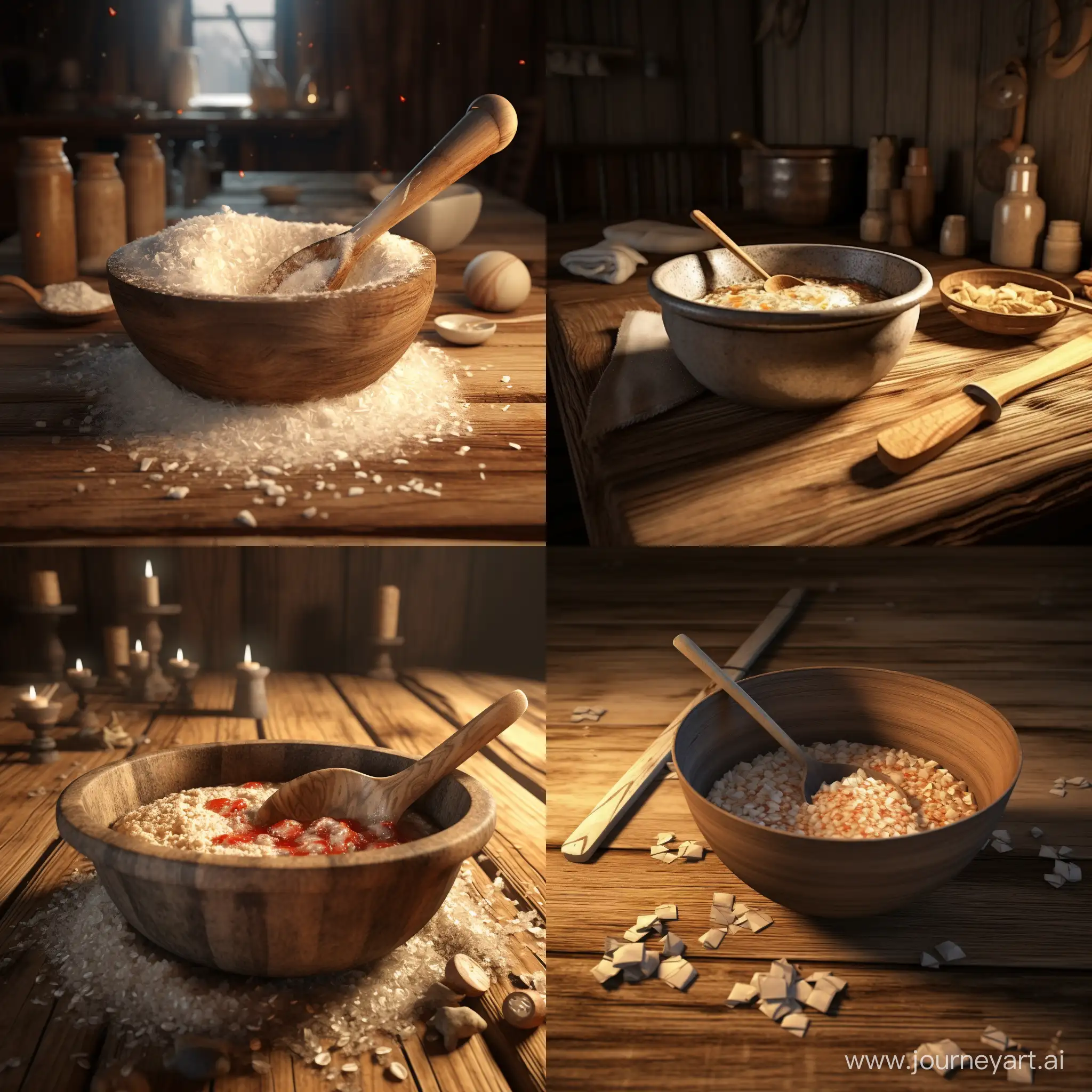 Porridge with a hatchet. 3D animation 