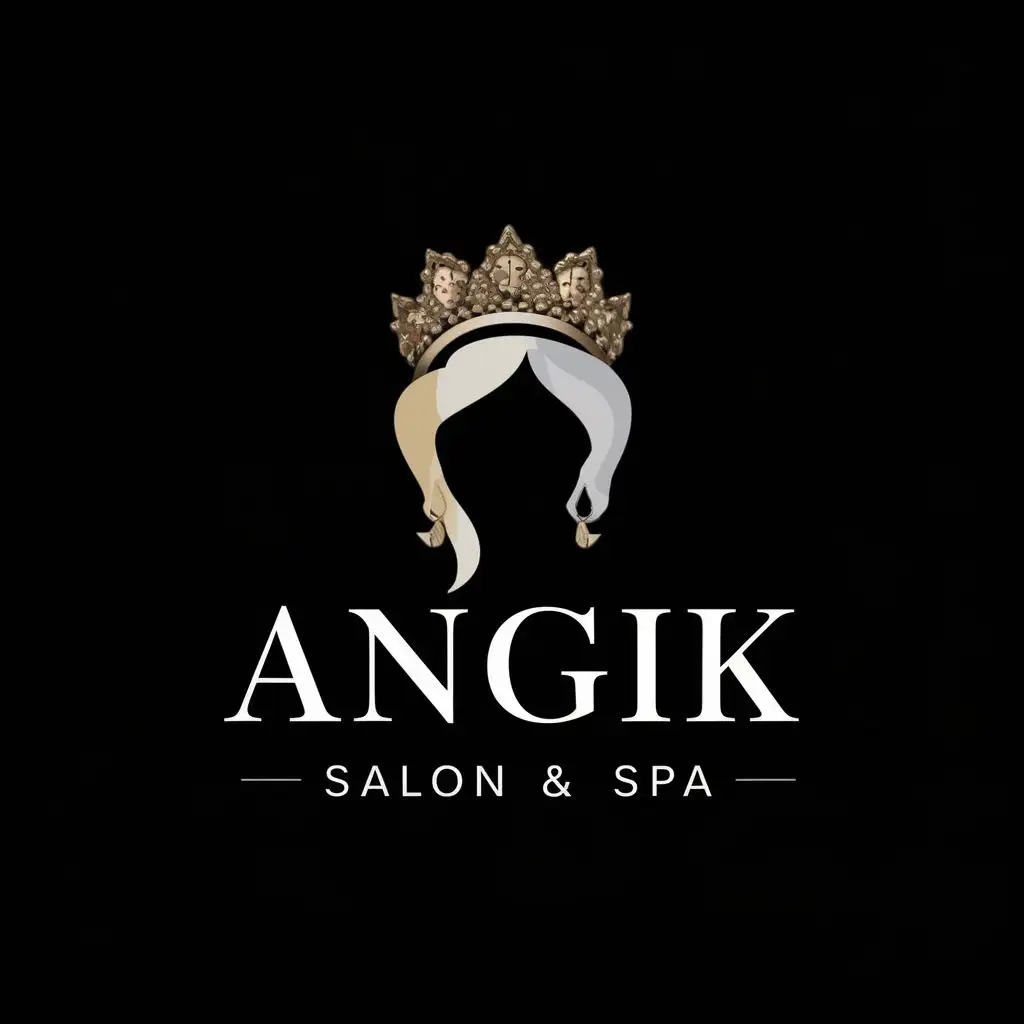 logo, Beauty Queen, with the text "Angik Salon & Spa", typography, be used in Beauty Spa industry
