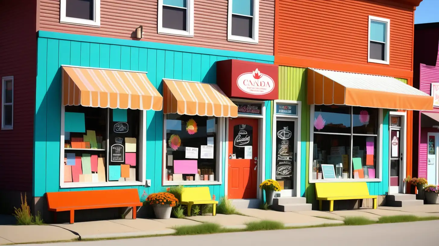 small town businesses in canada colorful, no watermark