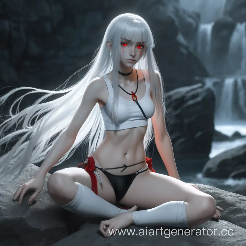 Enchanting-WhiteHaired-Girl-with-Glowing-Dagger-on-a-Mystic-Rock