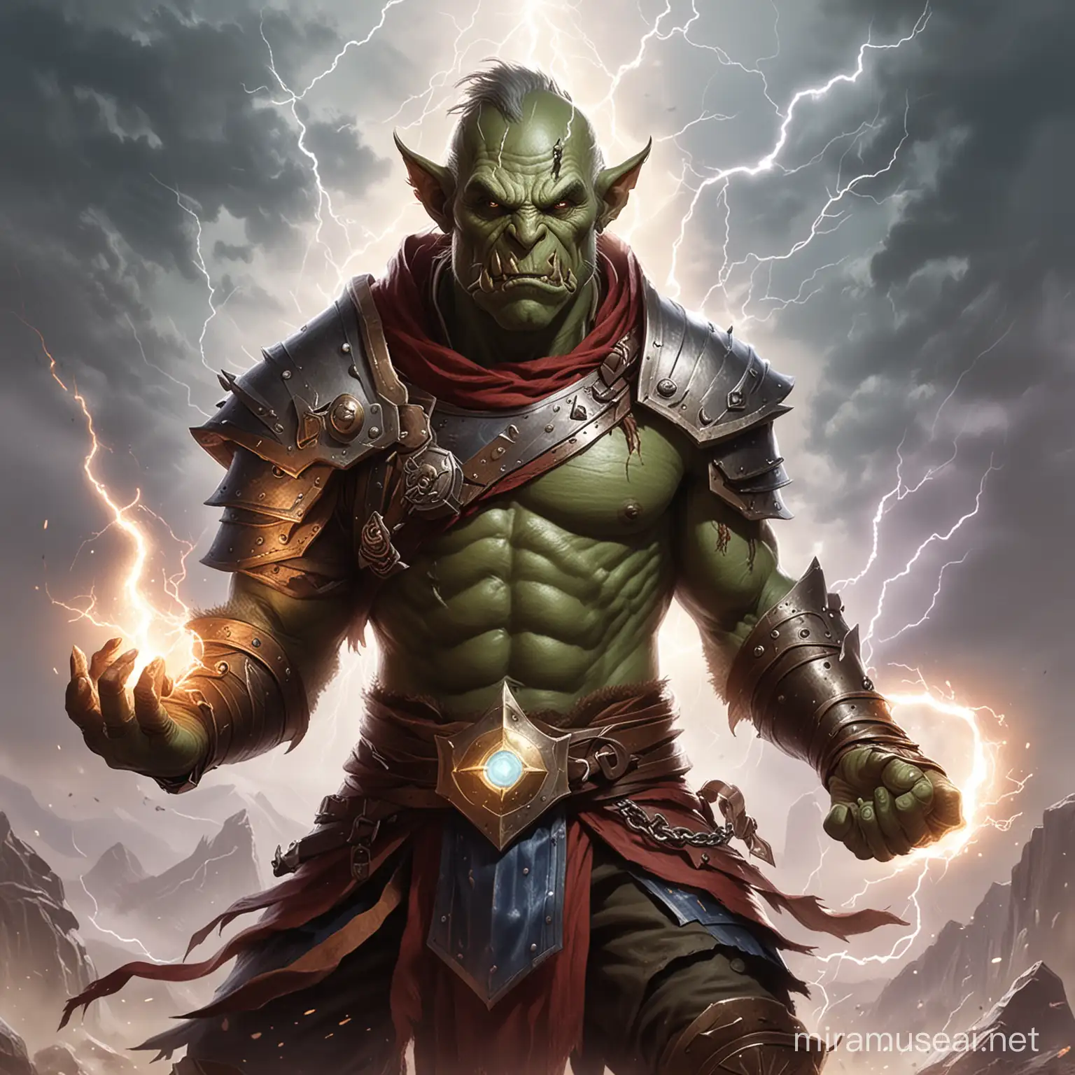 Orc Spellcaster Token Follower of Talos Conjuring Lightning