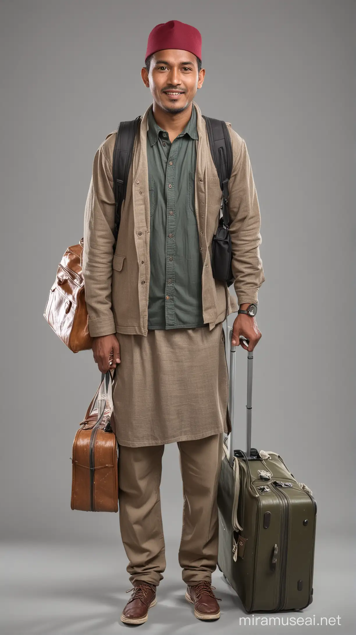 Nepali man with luggage png image