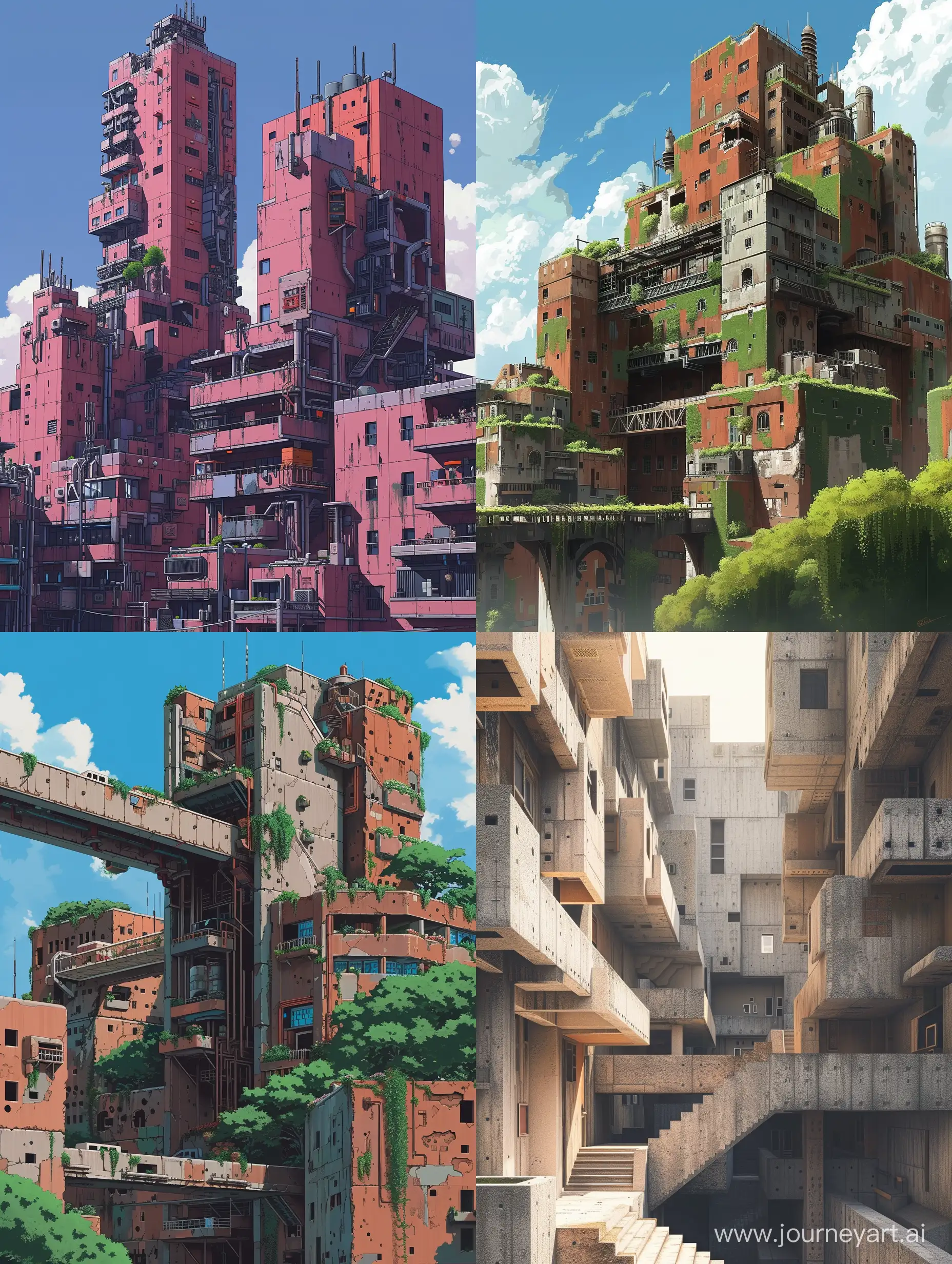 Brutalist-Minecraft-in-Studio-Ghibli-Art-Style-Unique-Architectural-Fusion