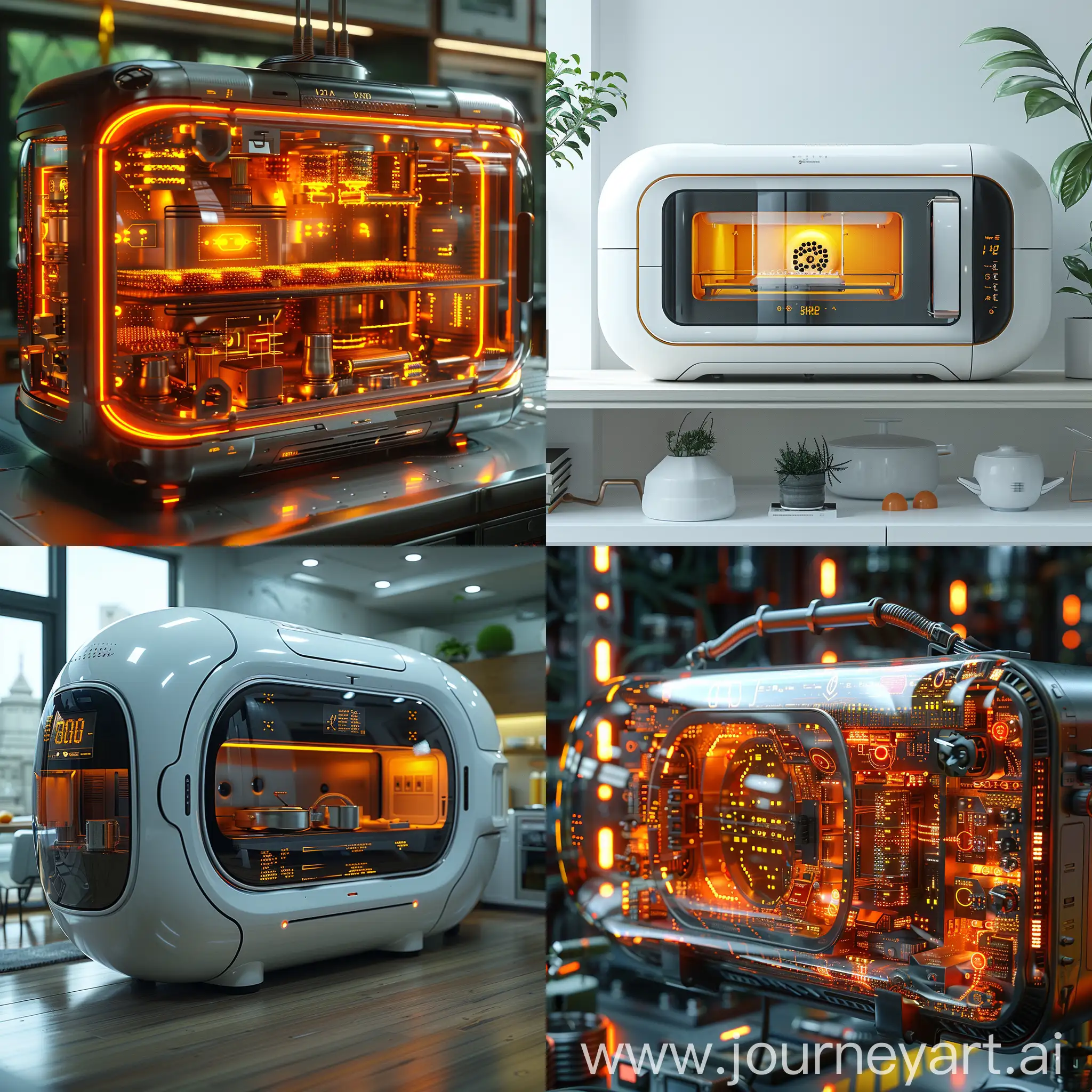 Futuristic microwave, ultra-modern nanotechnology, ultramodern nanotechnology, octane render --stylize 1000