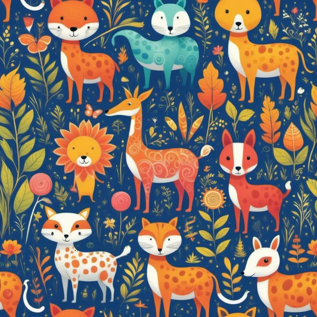 Whimsical and Colorful Designs with Favorite Animals and Imaginative Characters
