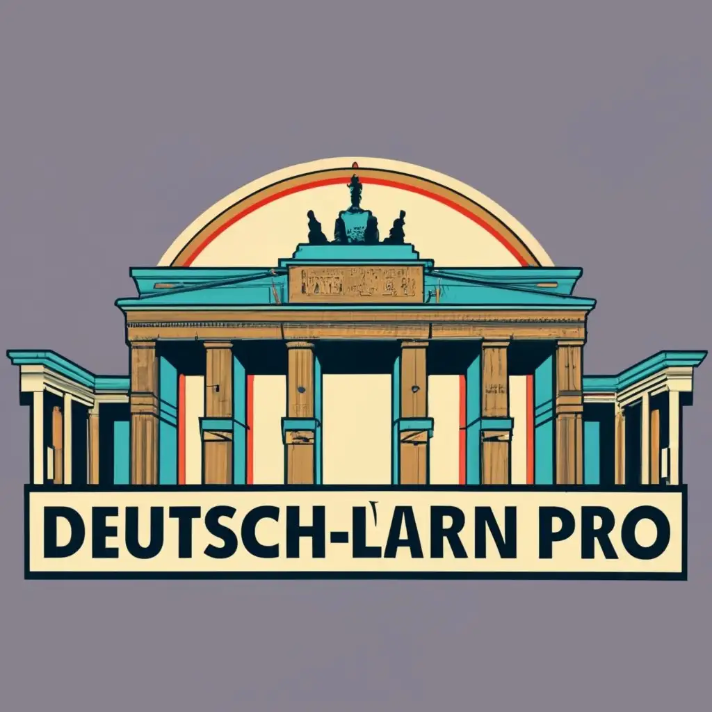 logo, Brandenburg Gate with a text 'German-Learn Pro, with the text "German-Learn Pro", typography