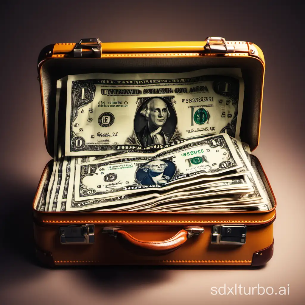 currency in a suitcase