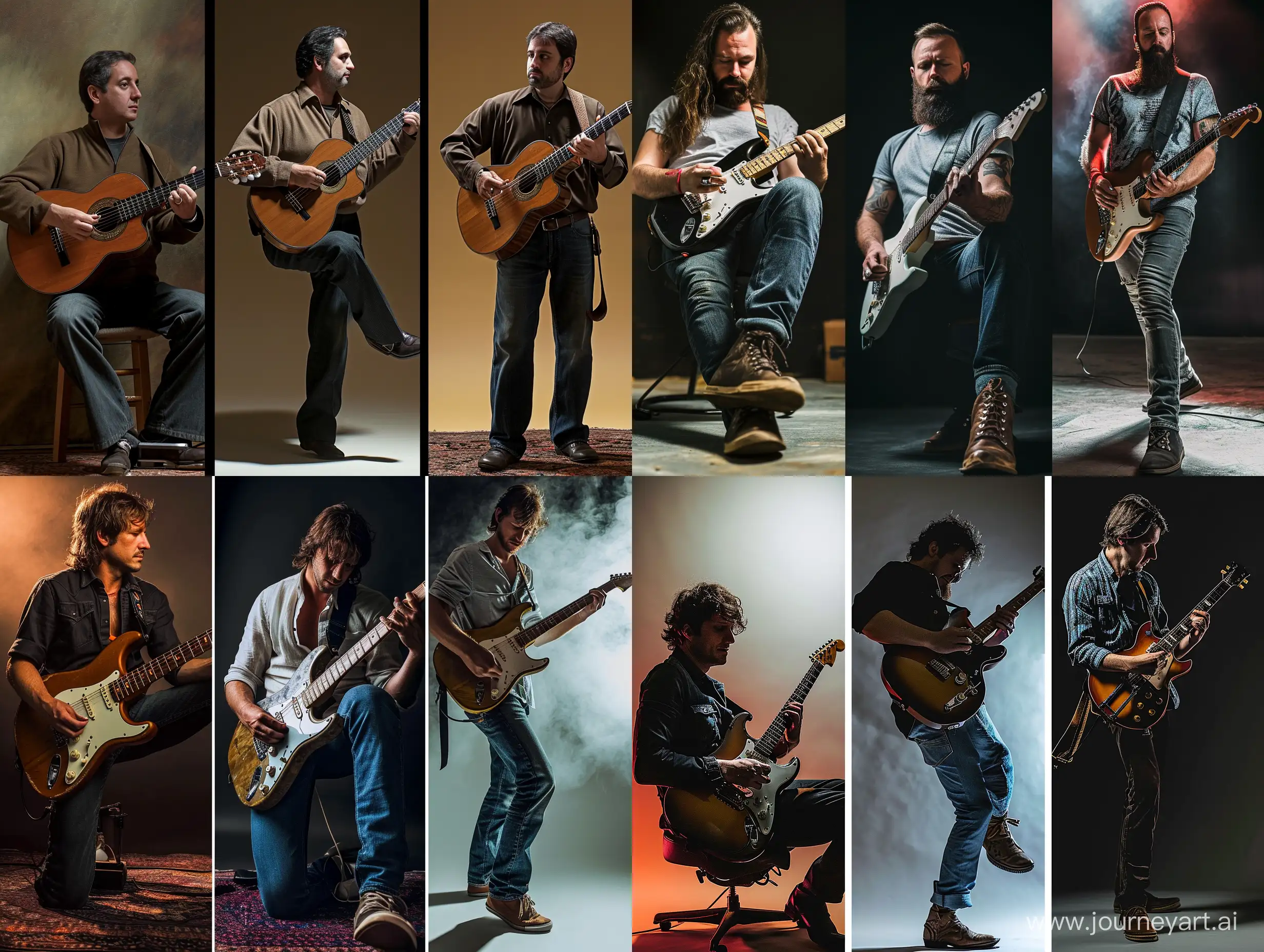 Versatile-Guitarist-Sitting-and-Standing-Poses-with-Unique-Style