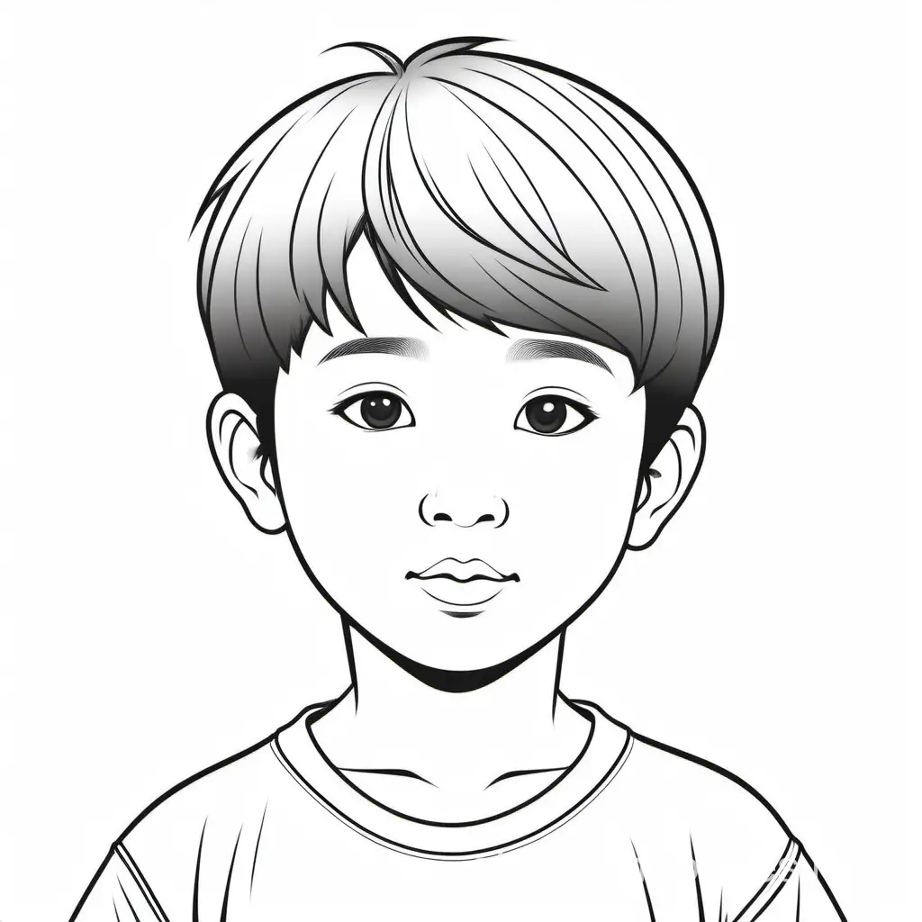 Simple-Asian-Boy-Coloring-Page-on-White-Background