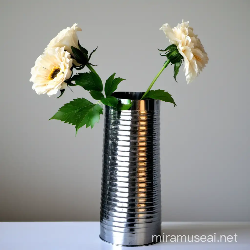 Metal Sheet Vase with Intricate Patterns and Floral Motifs