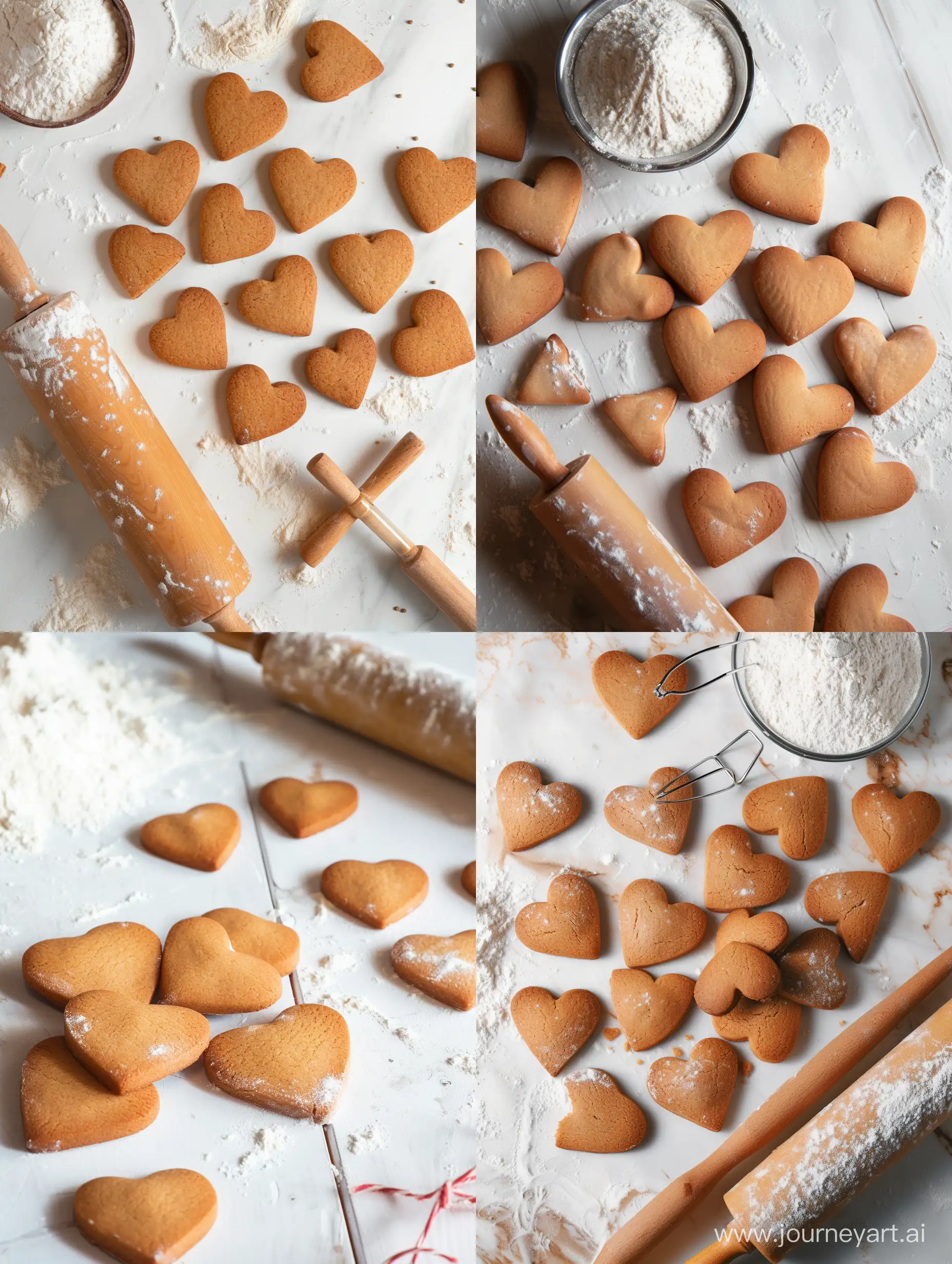 HeartShaped-Cookie-Baking-with-Flour-and-Rolling-Pin-on-Light-Background
