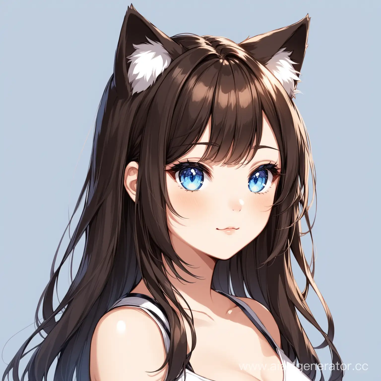 Brunette-with-Cat-Ears-and-Blue-Eyes-Avatar-Fantasy-Character-Illustration