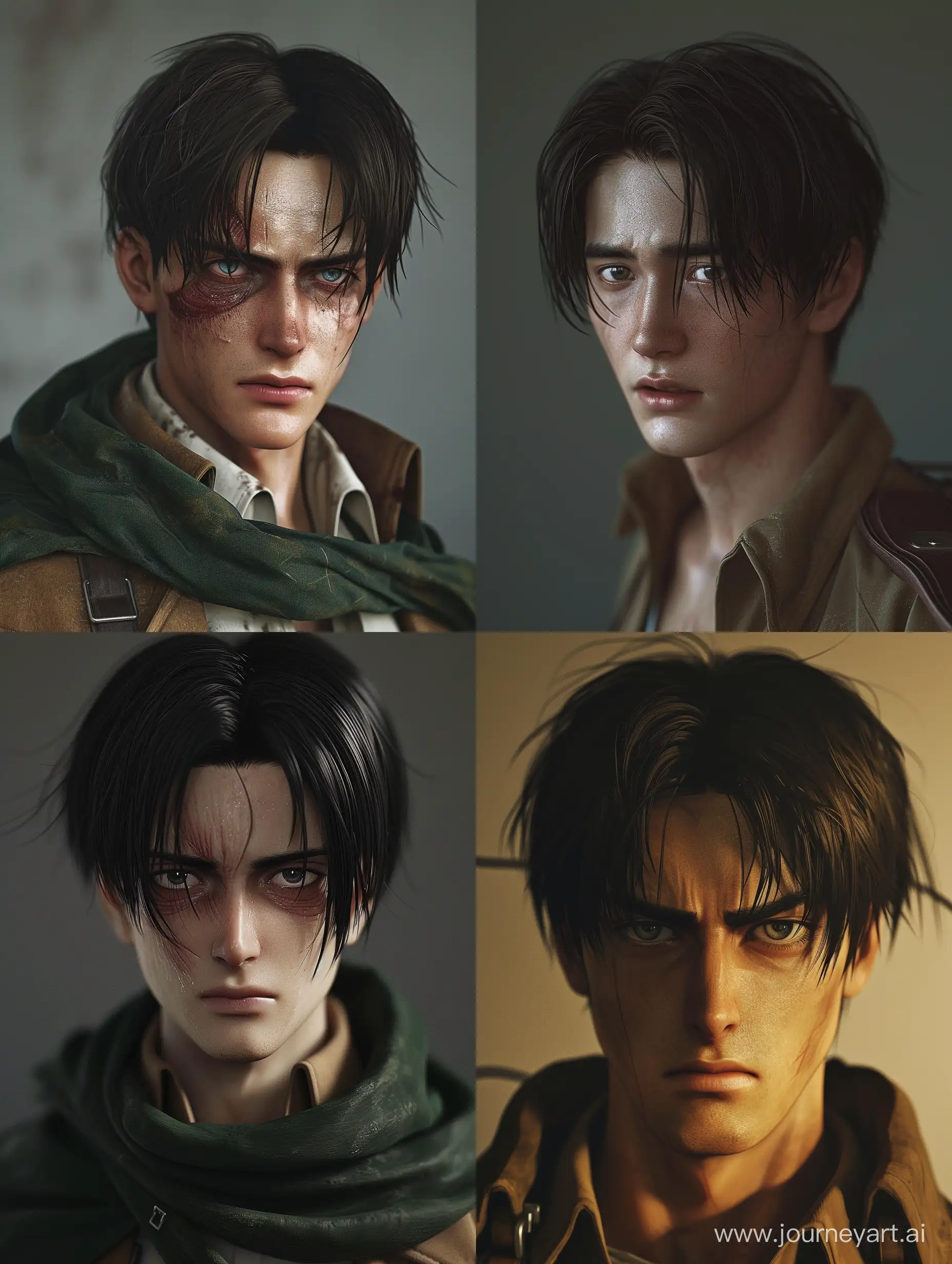 Hyper-Realistic-Levi-Ackerman-Portrait-Attack-on-Titan-Anime-Character-in-30s-with-Dark-Circles