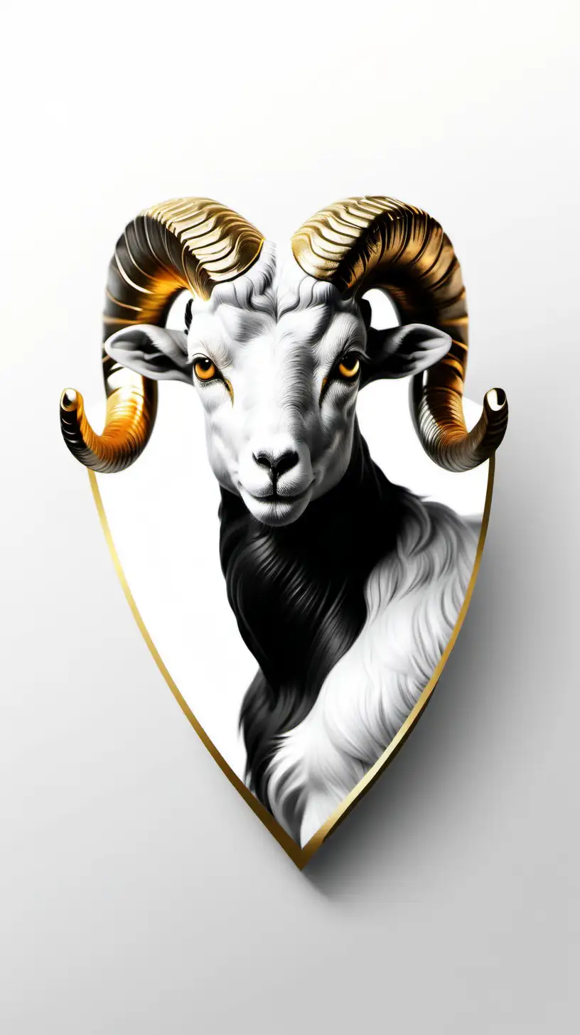 Realistic Aries Female in Black and White with Gold Accents