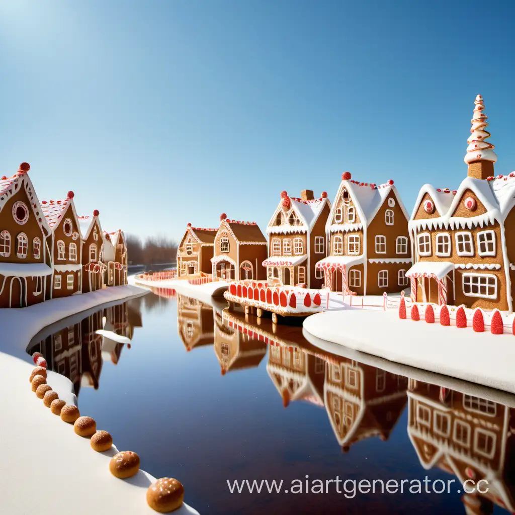 Gingerbread-Town-Tranquil-River-under-Clear-Skies