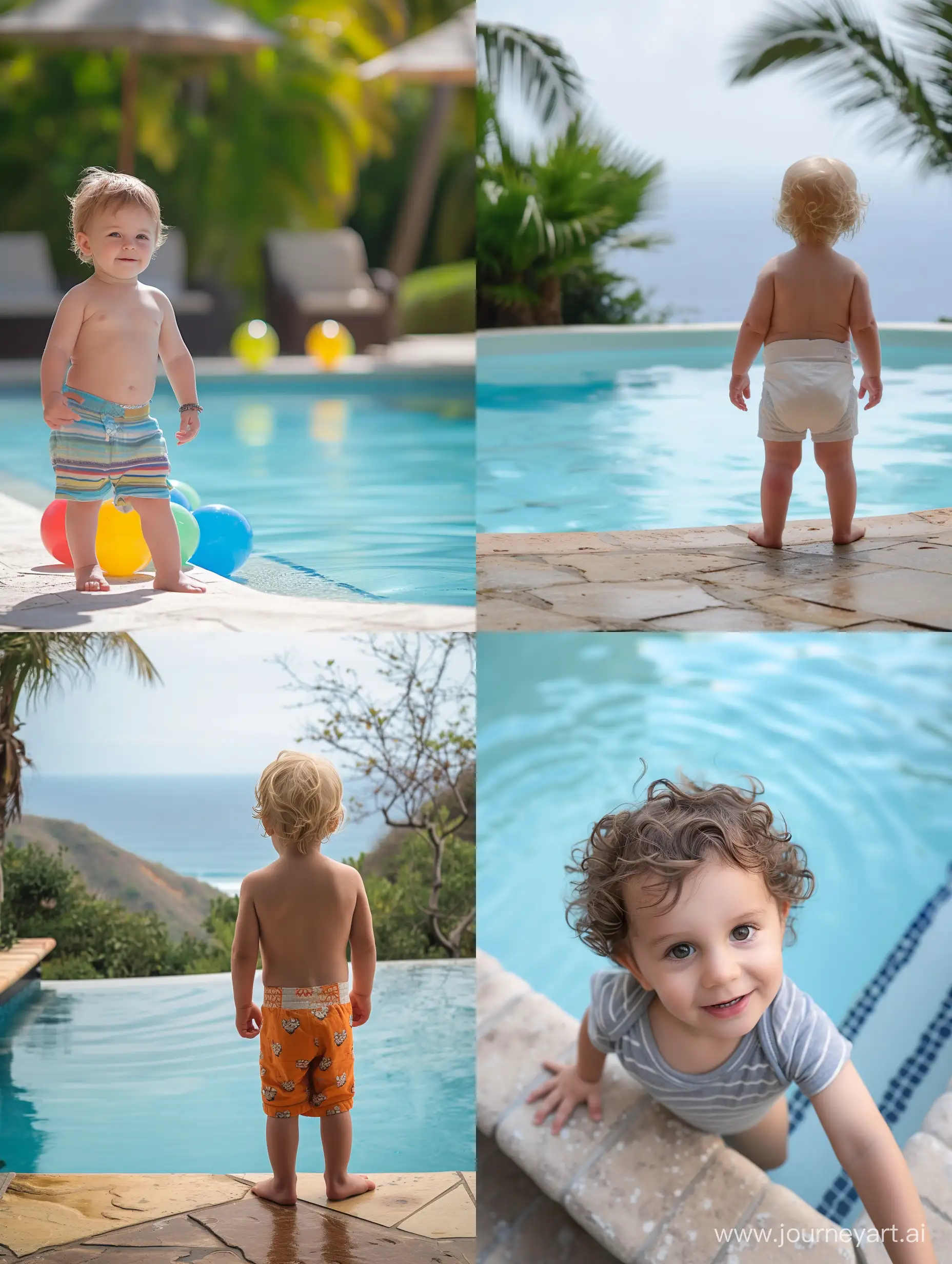 Toddler near a pool