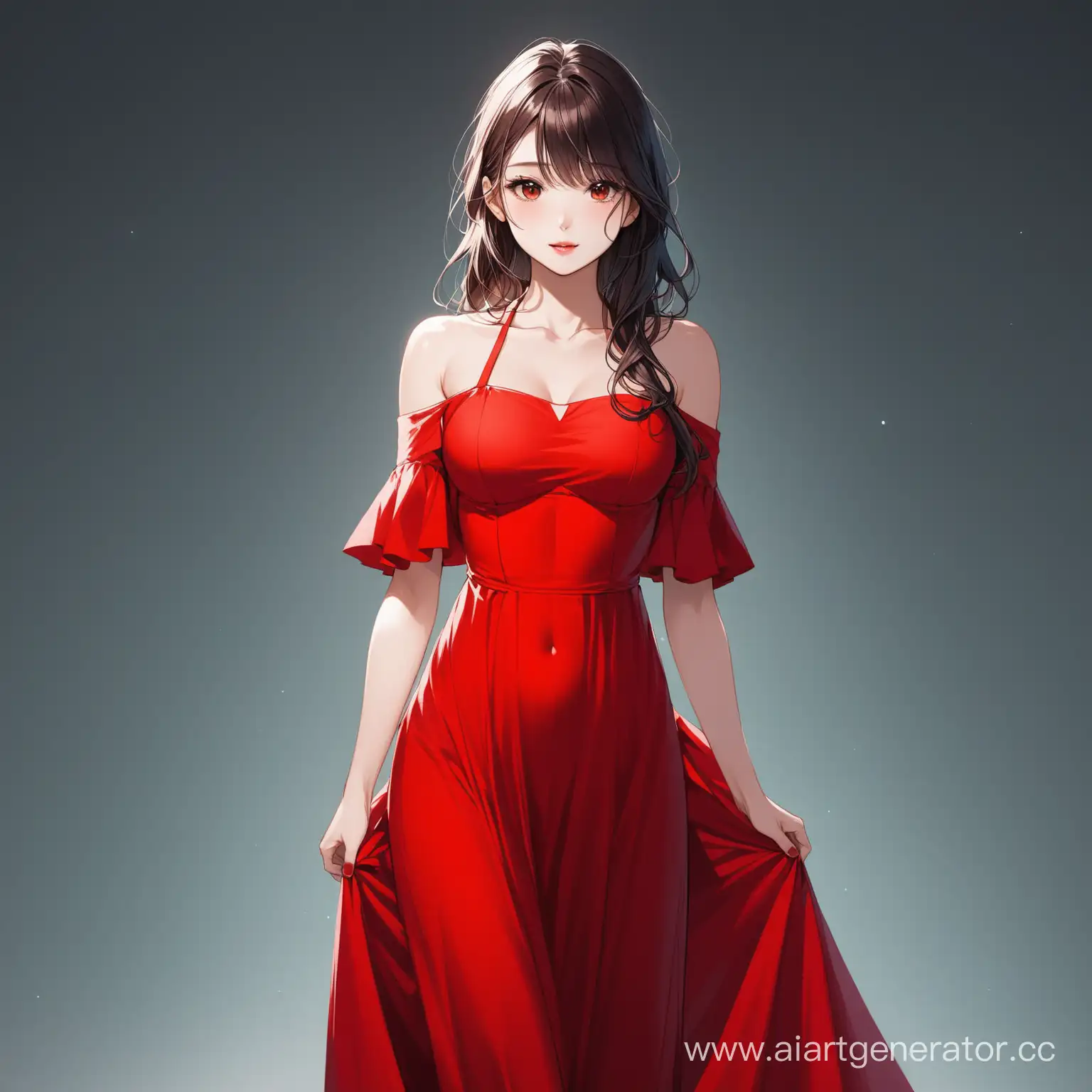 Adorable-Girl-in-a-Vibrant-Red-Dress