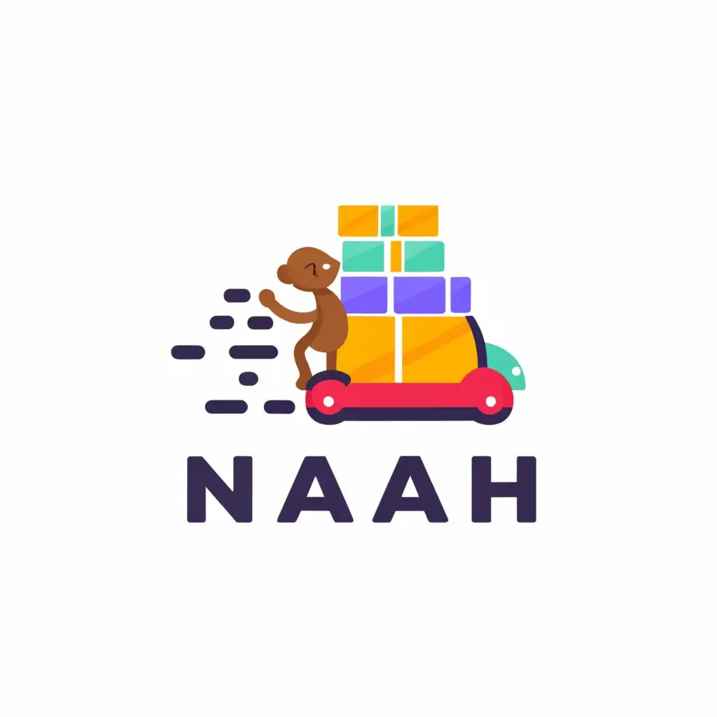 a logo design,with the text "NAJAH", main symbol:monkey
 delivery cart
,Moderate,be used in Retail industry,clear background