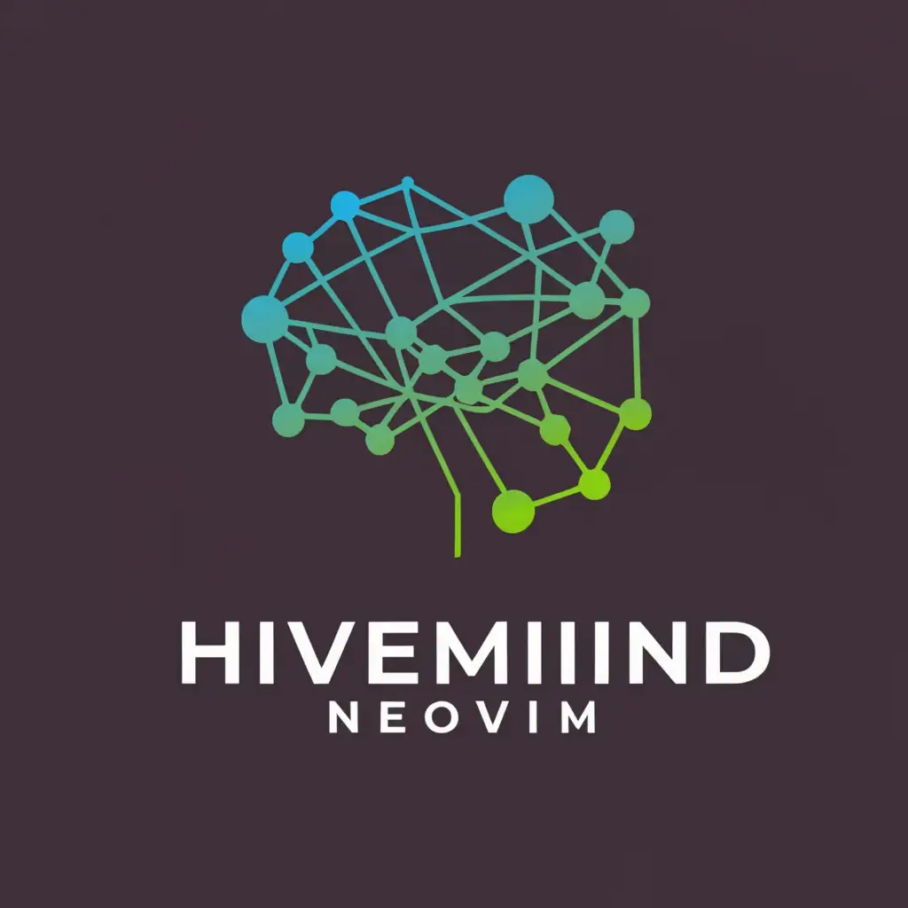 a logo design,with the text "Hivemind-Neovim", main symbol:The neovim editor logo allong with a brain,Moderate,clear background