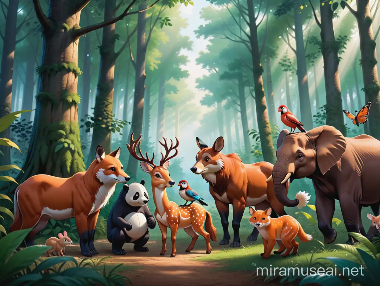 In the forest, there lives a group of animals.