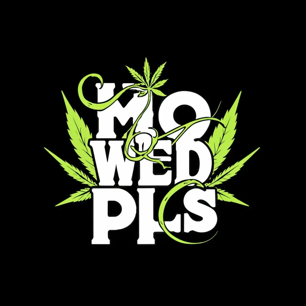 a logo design,with the text Mo Weeed Pls, main symbol:Weed leaf,complex,be used in Retail industry,clear background