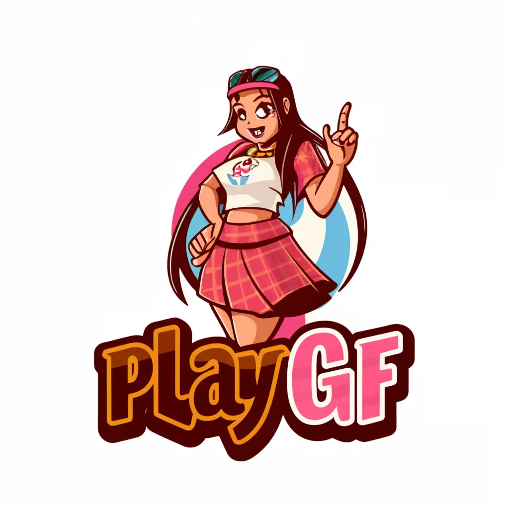 LOGO-Design-for-PlayGF-Short-Skirt-Cam-Girl-with-Clear-Background