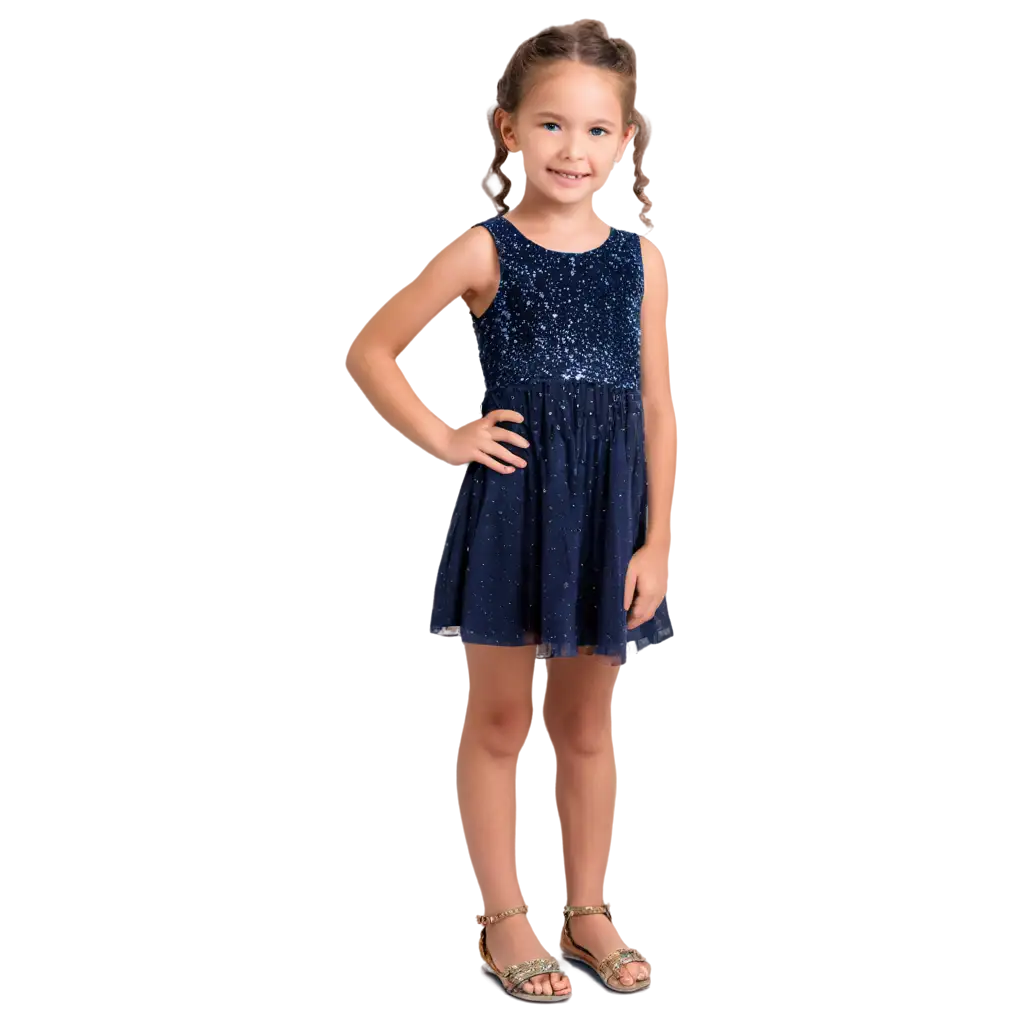 full-length photo of a cute little girl in a beautiful dress at a photo shoot