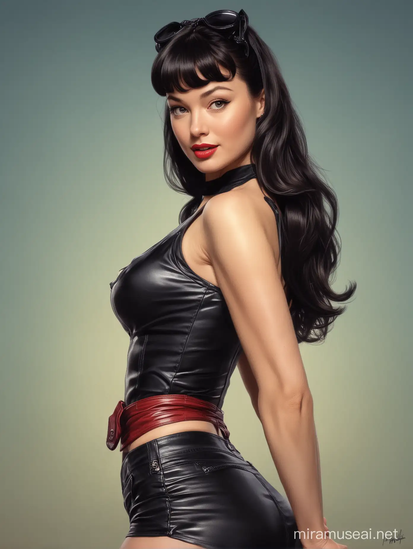 Hyper Realistic Summer Glau Portraying Bettie Page Pinup Sensual Retro Fusion