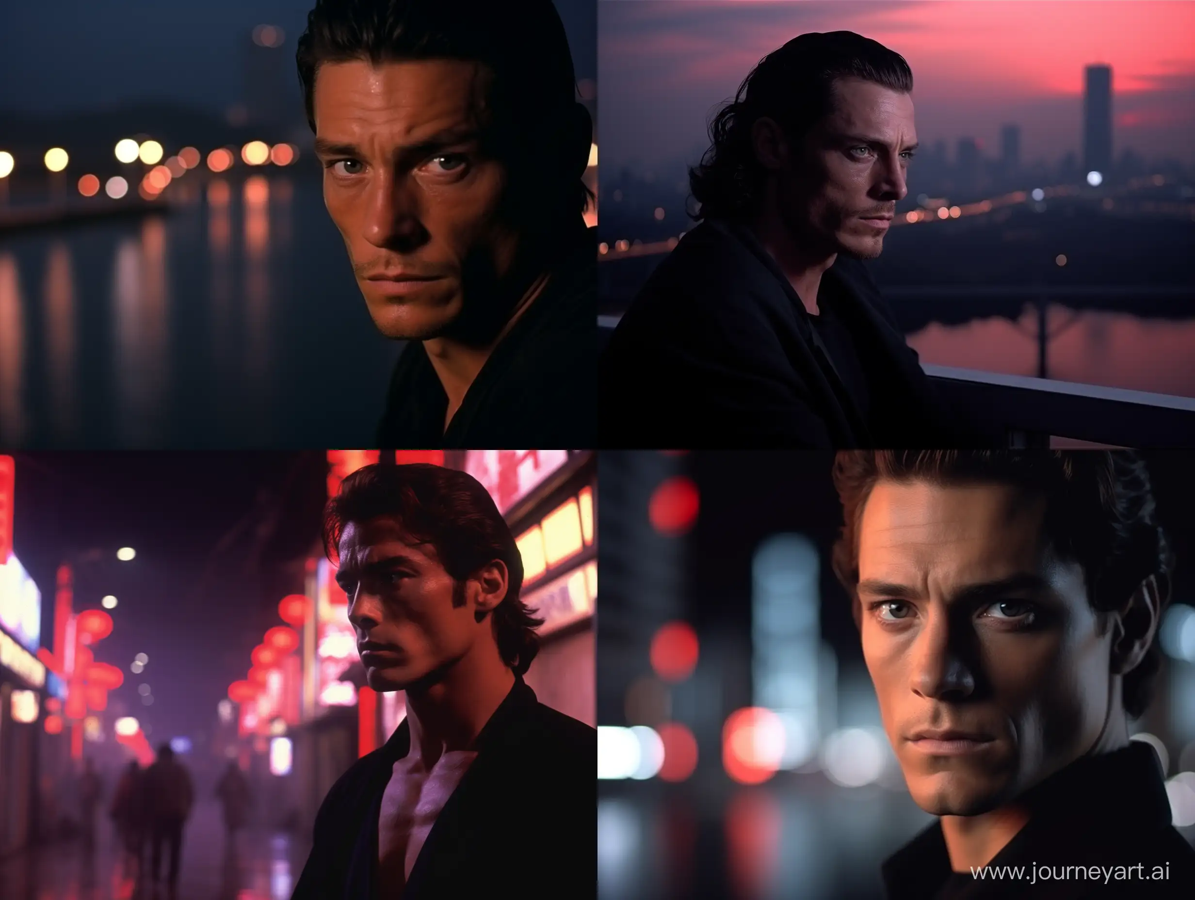 Young-JeanClaude-Van-Damme-Night-Scene-in-Tokyo-Cinematic-1980s-Tribute-Art