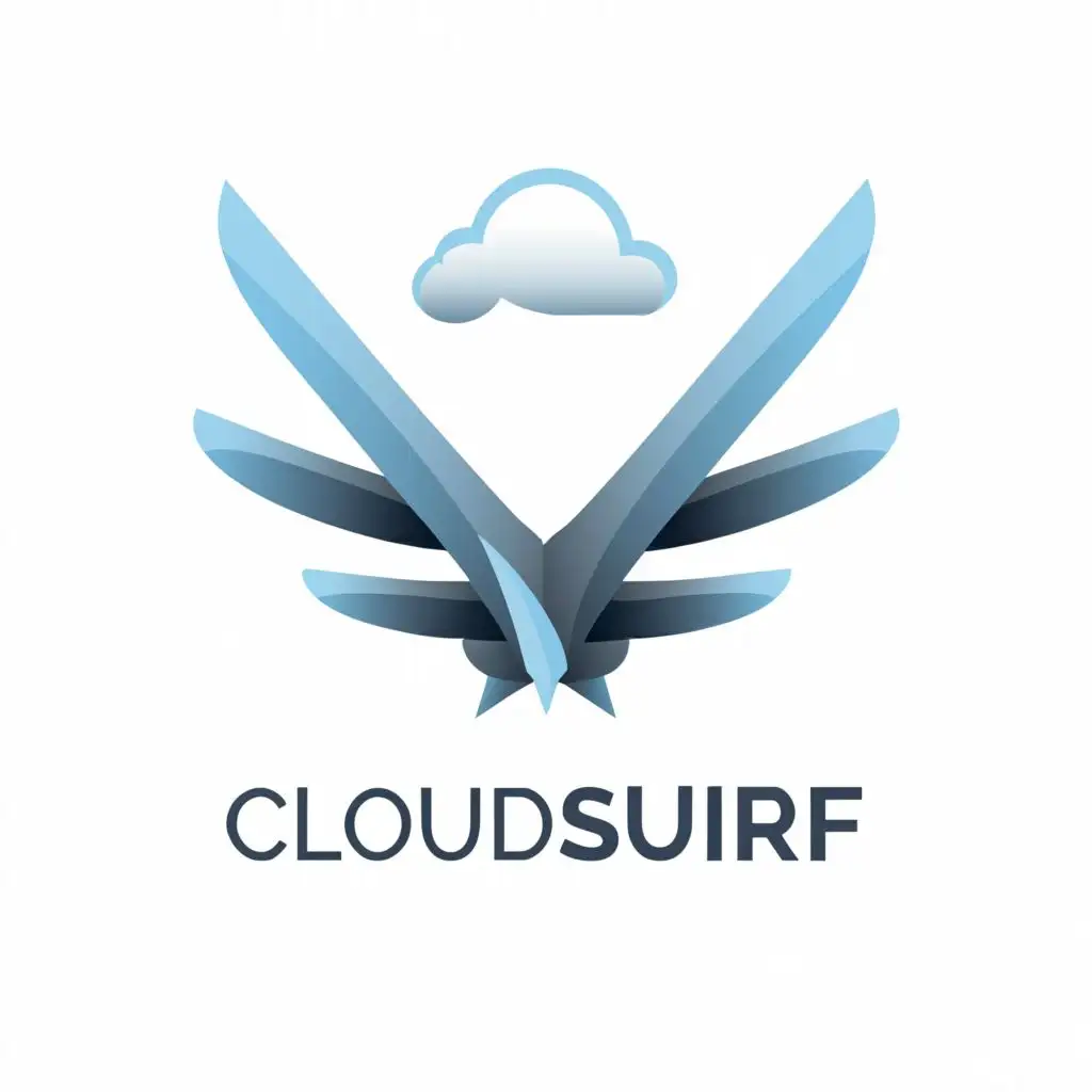 a logo design,with the text "CLoudsurf", main symbol:airplane,complex,be used in Travel industry,clear background