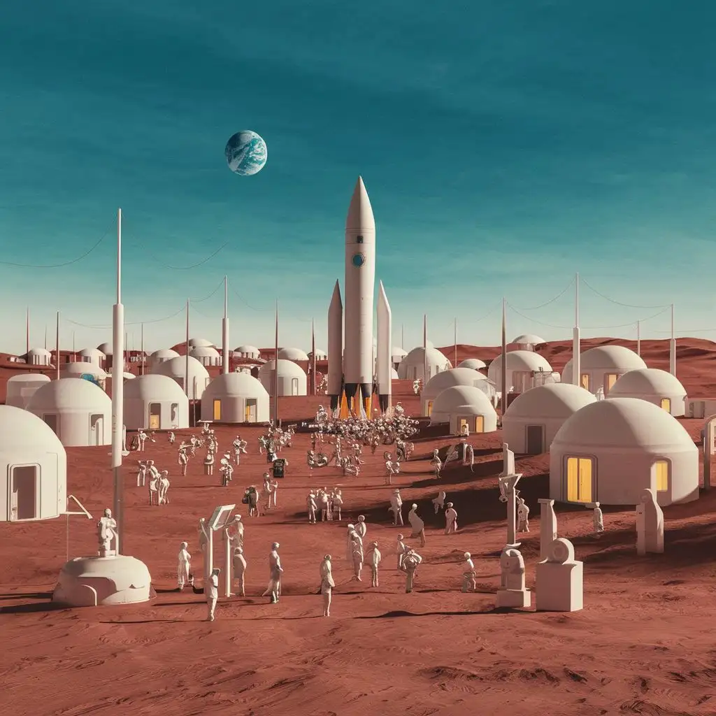 Mars-Colony-Festival-with-Dome-Homes-and-Visible-Earth