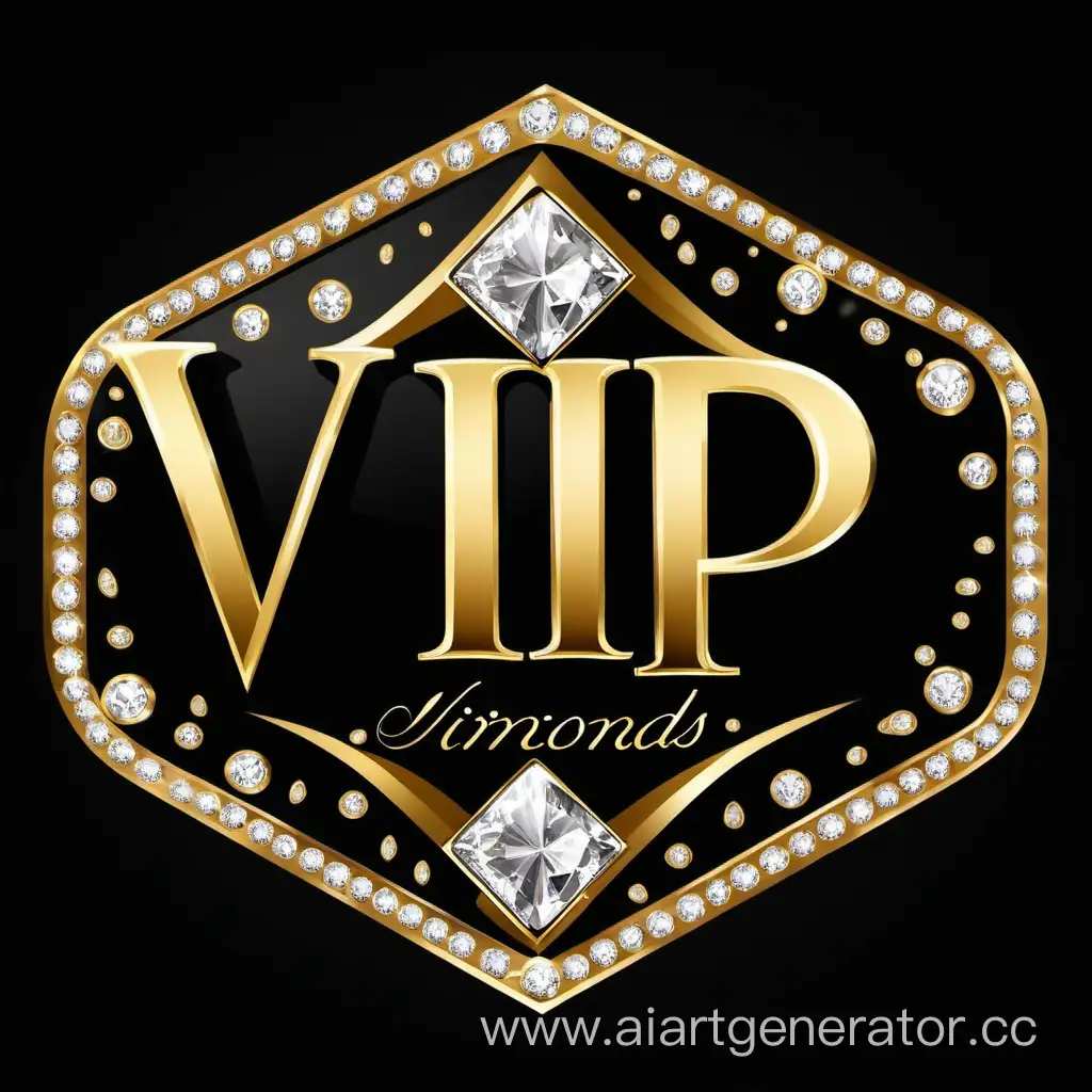 Luxurious-VIP-Golden-Label-on-Black-Background-with-Diamonds