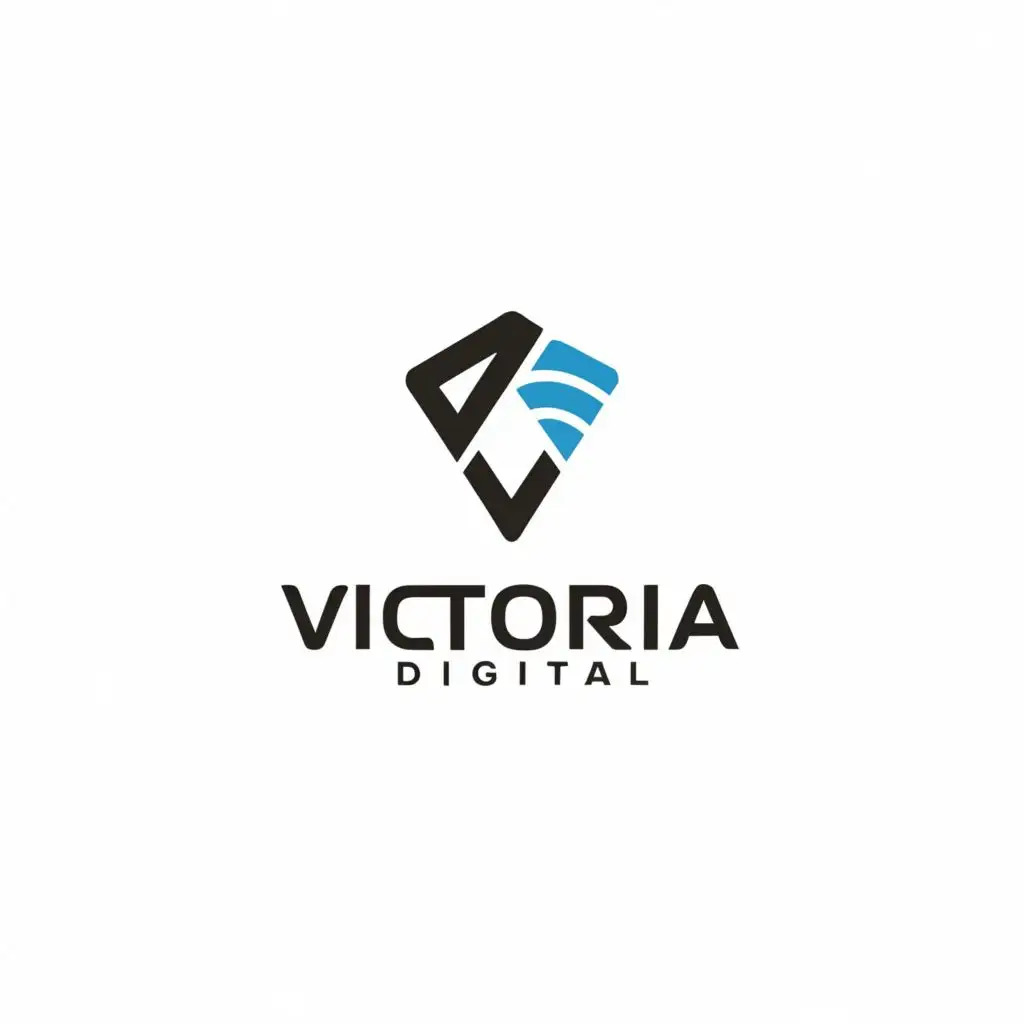 logo, Website Design and Digital Agency company. simple logo. symbol is on the left side, with the text "VICTORIA DIGITAL", typography, be used in Technology industry