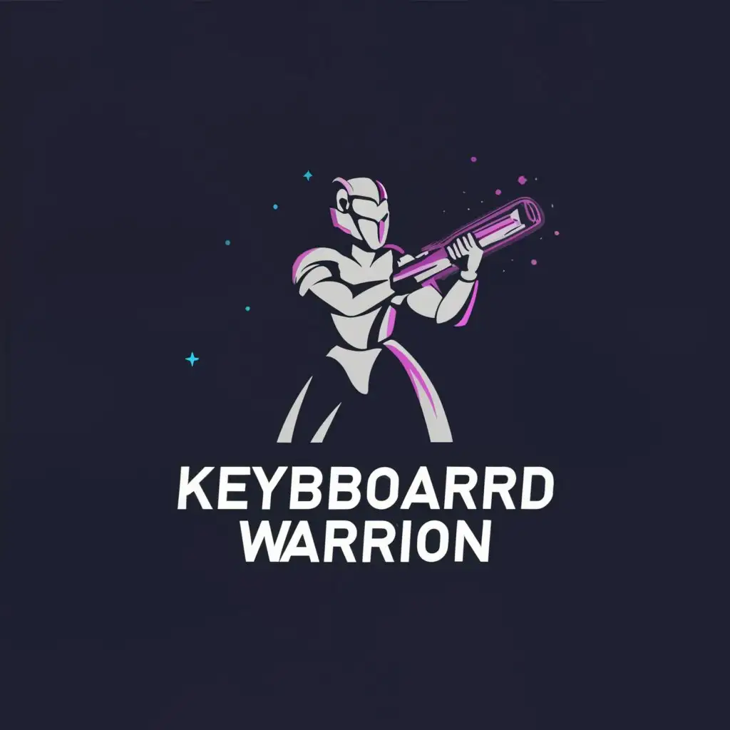 a logo design, main symbol:A person holds a keyboard as a weapon,Moderate,clear background