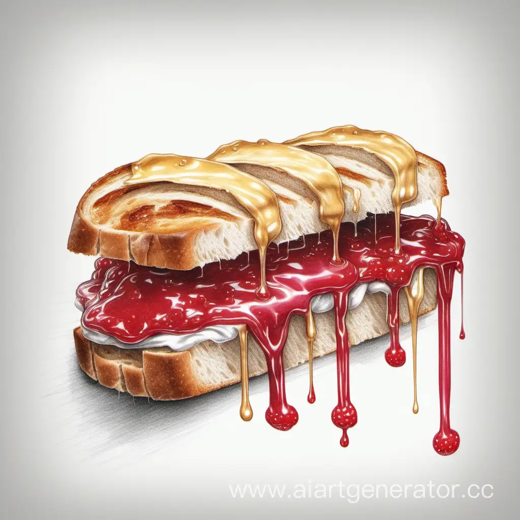 Dripping-Jam-Sandwich-Pencil-Drawing-Side-View