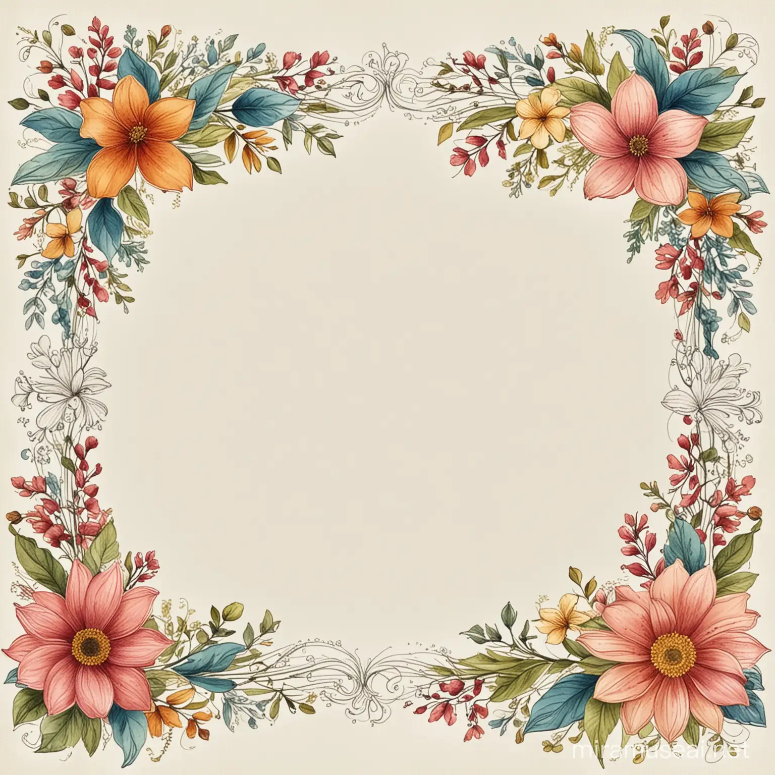 Generate a blank white page with floral design along the borders.