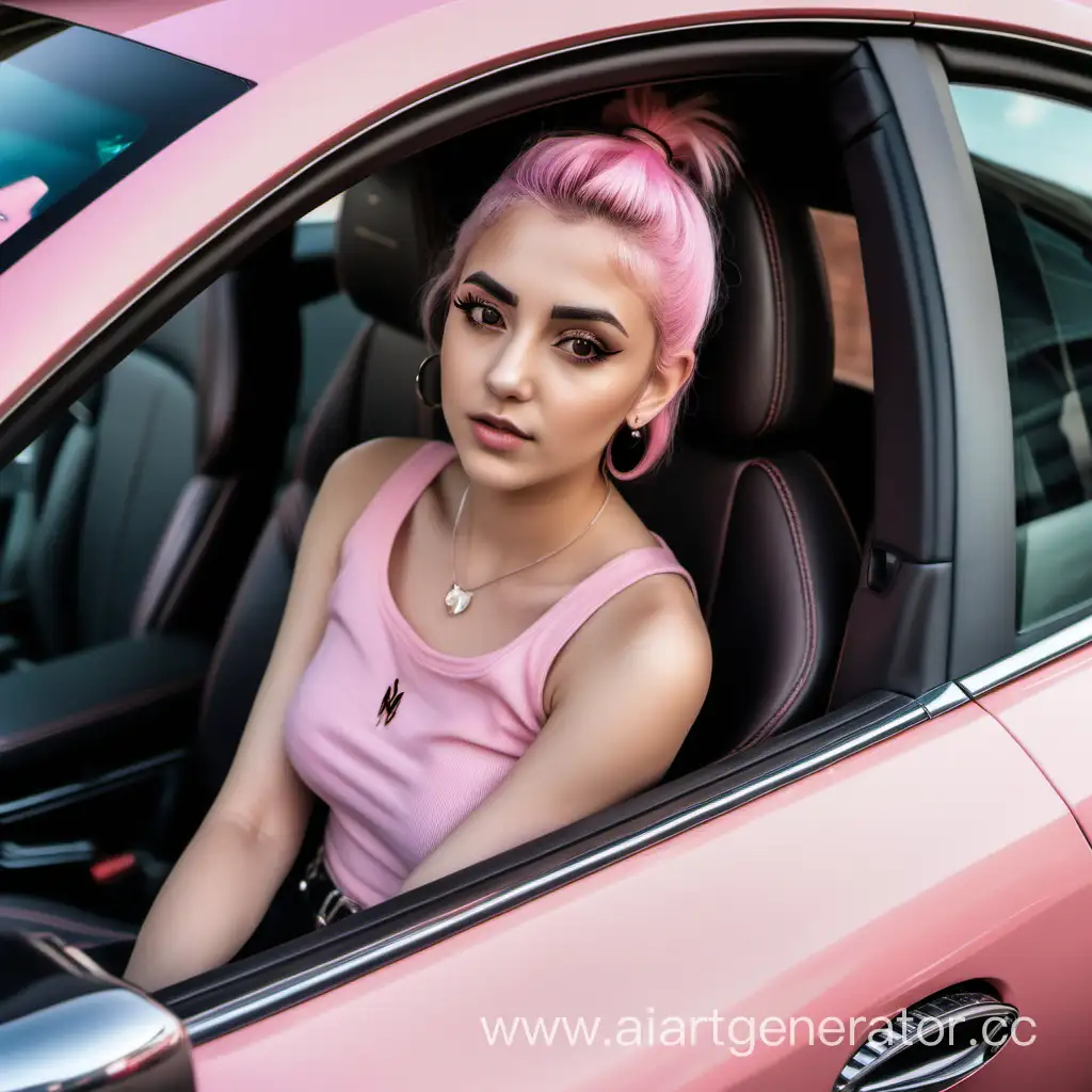 Stylish-Girl-with-Pink-Hair-in-a-Luxurious-Maserati