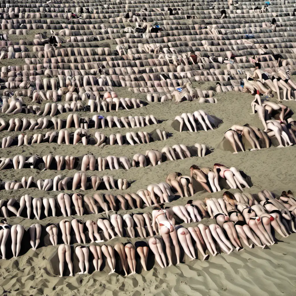 Surreal Seascape Playful Array of Floating Butts on the Beach