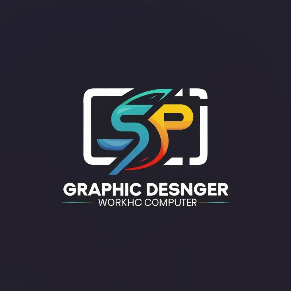 logo, SP, with the text "make a logo for a graphic designer working front of a computer", typography