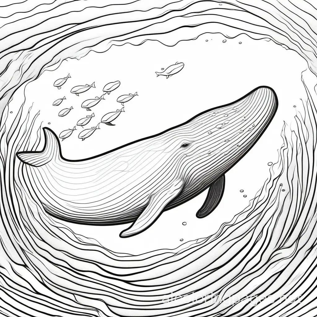 Sperm Whale, Coloring Page, black and white, line art, white background, Simplicity, Ample White Space. The background of the coloring page is plain white to make it easy for young children to color within the lines. The outlines of all the subjects are easy to distinguish, making it simple for kids to color without too much difficulty