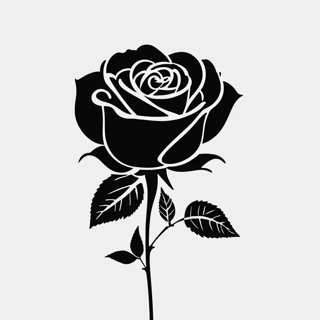 eine Rose, gezeichnet, minimalistisch, schwarz
