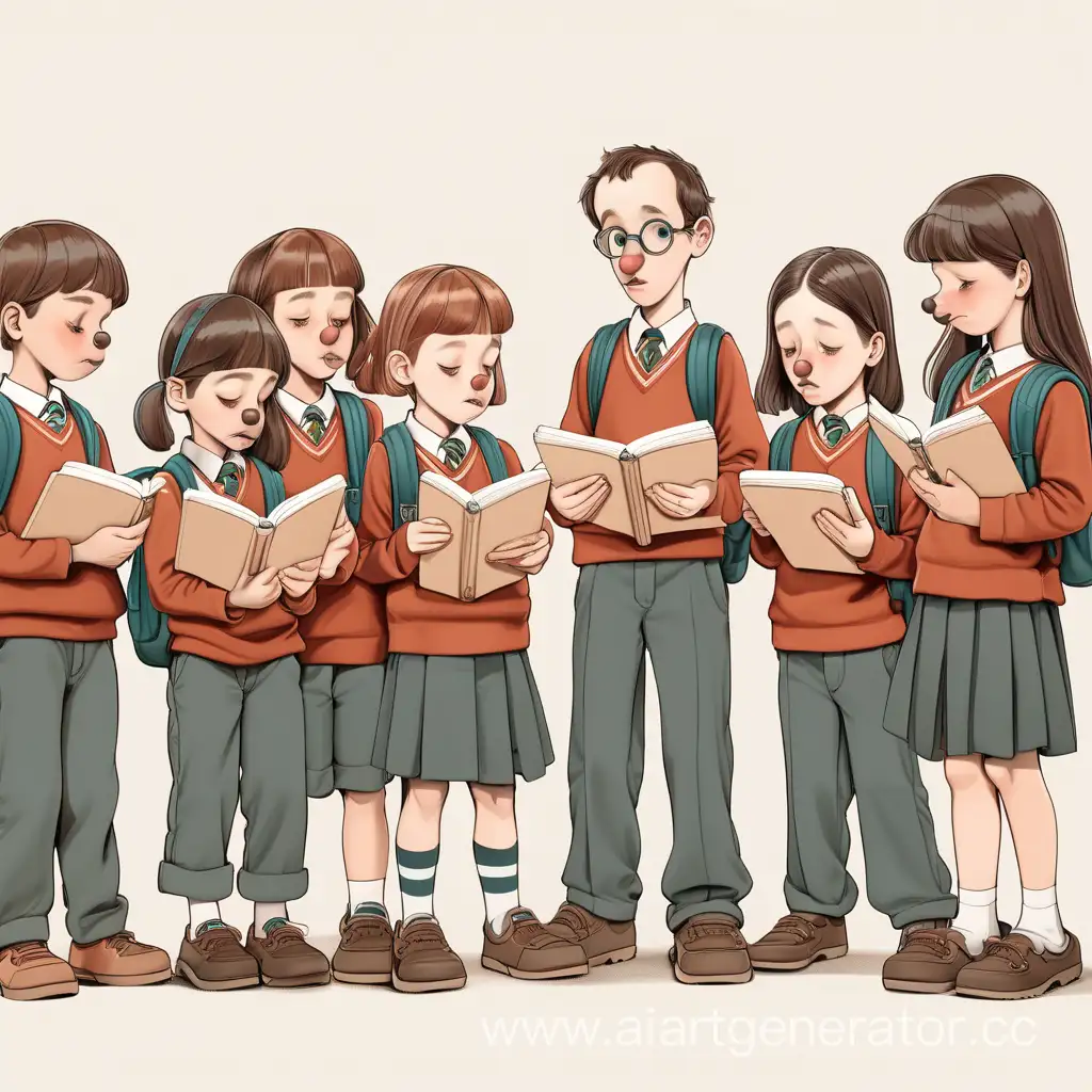 Schoolchildren-with-Very-Large-Noses-LineUp-for-Nose-Counting-Activity