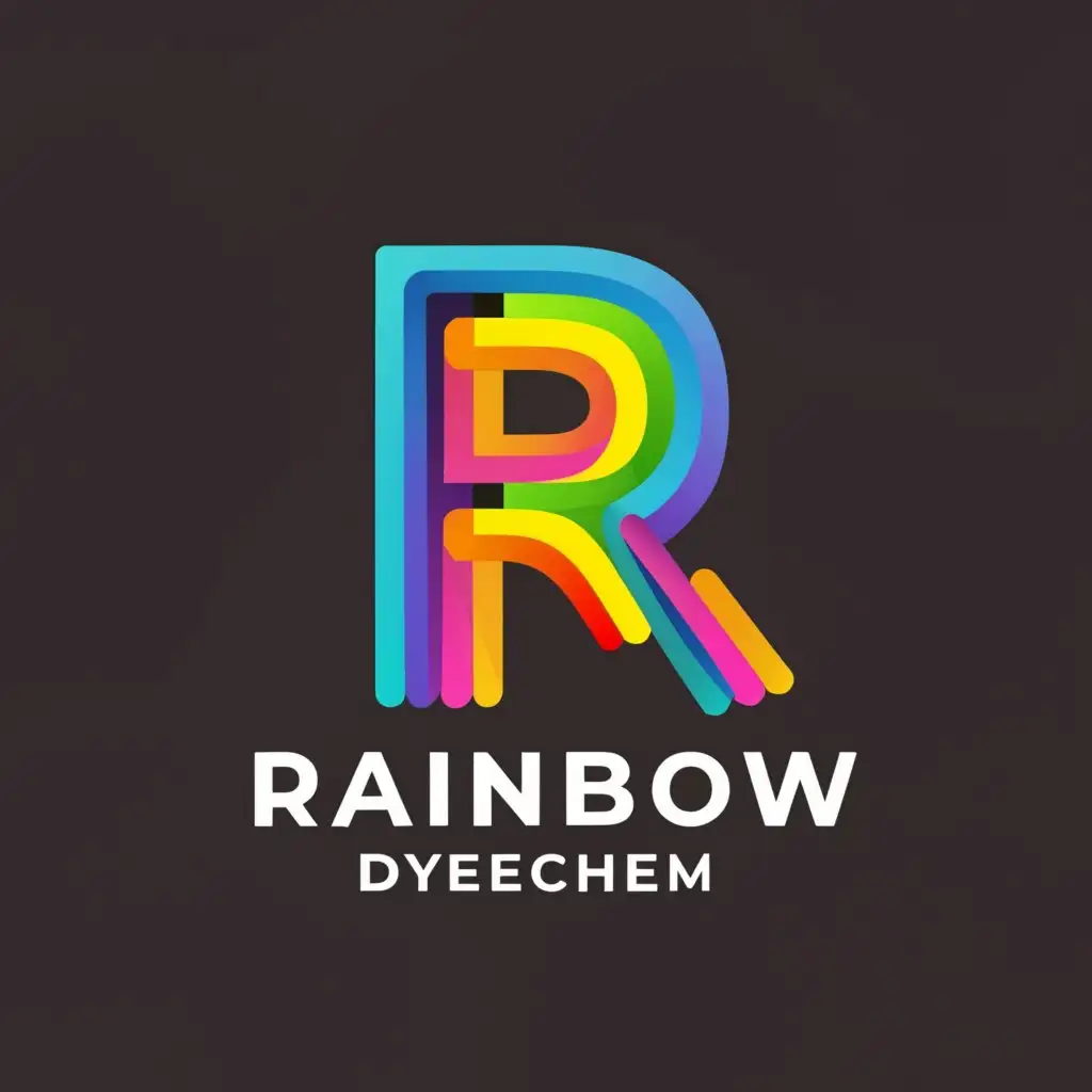 a logo design,with the text "Rainbow Dyechem", main symbol:R,Minimalistic,clear background