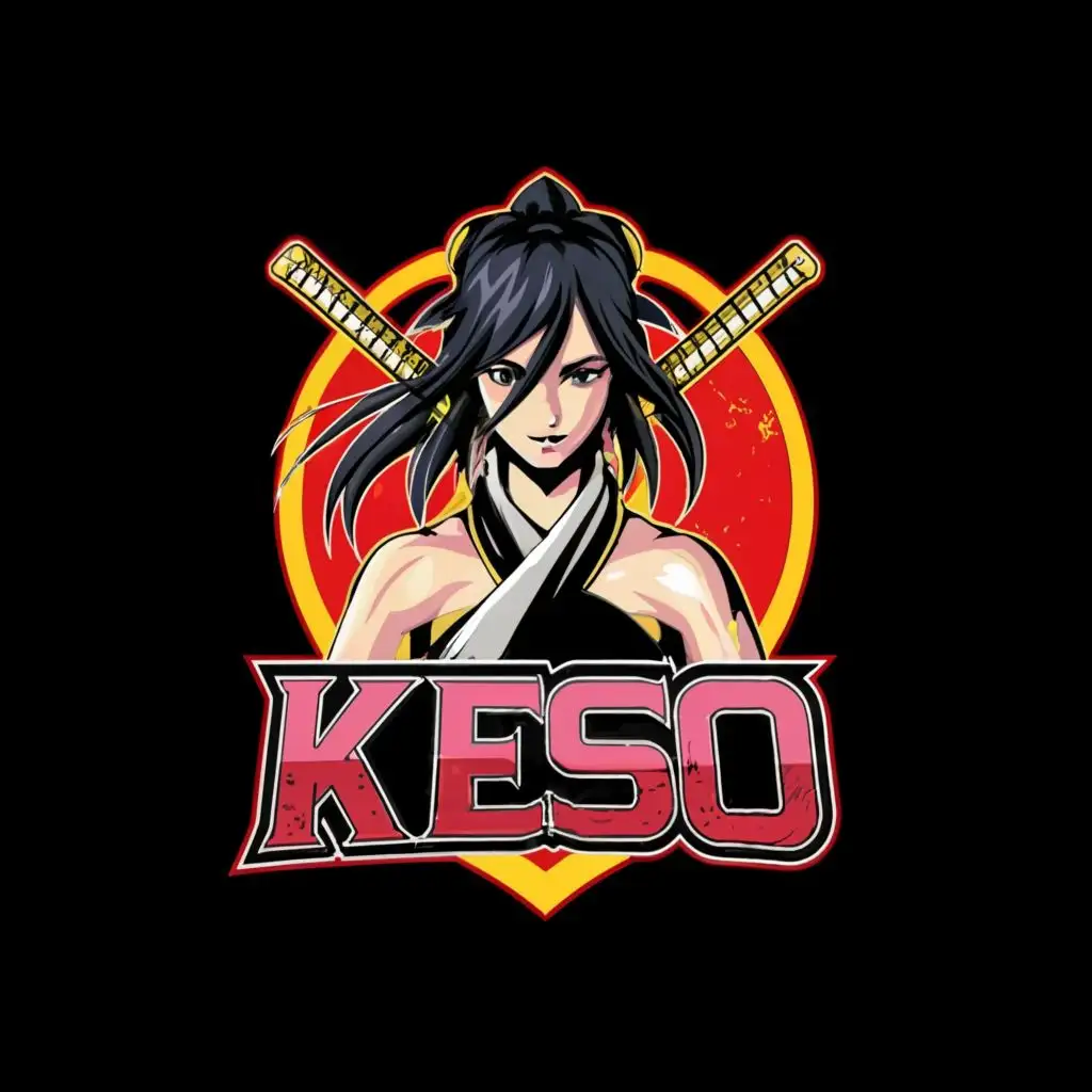 logo, Samurai girl, with the text "KESO", typography, be used in Entertainment industry