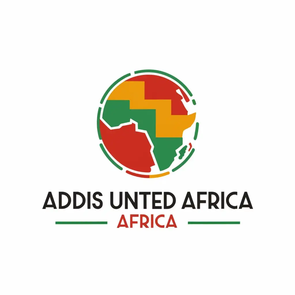 a logo design,with the text "Addis

United Africa
", main symbol:Pure Africa Carta in circle, the circle colour is green yellow and red.,Moderate,clear background