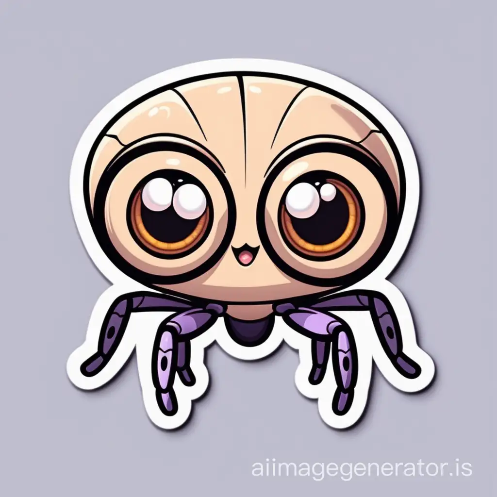 cute spider with big eyes, cartoon character, sticker