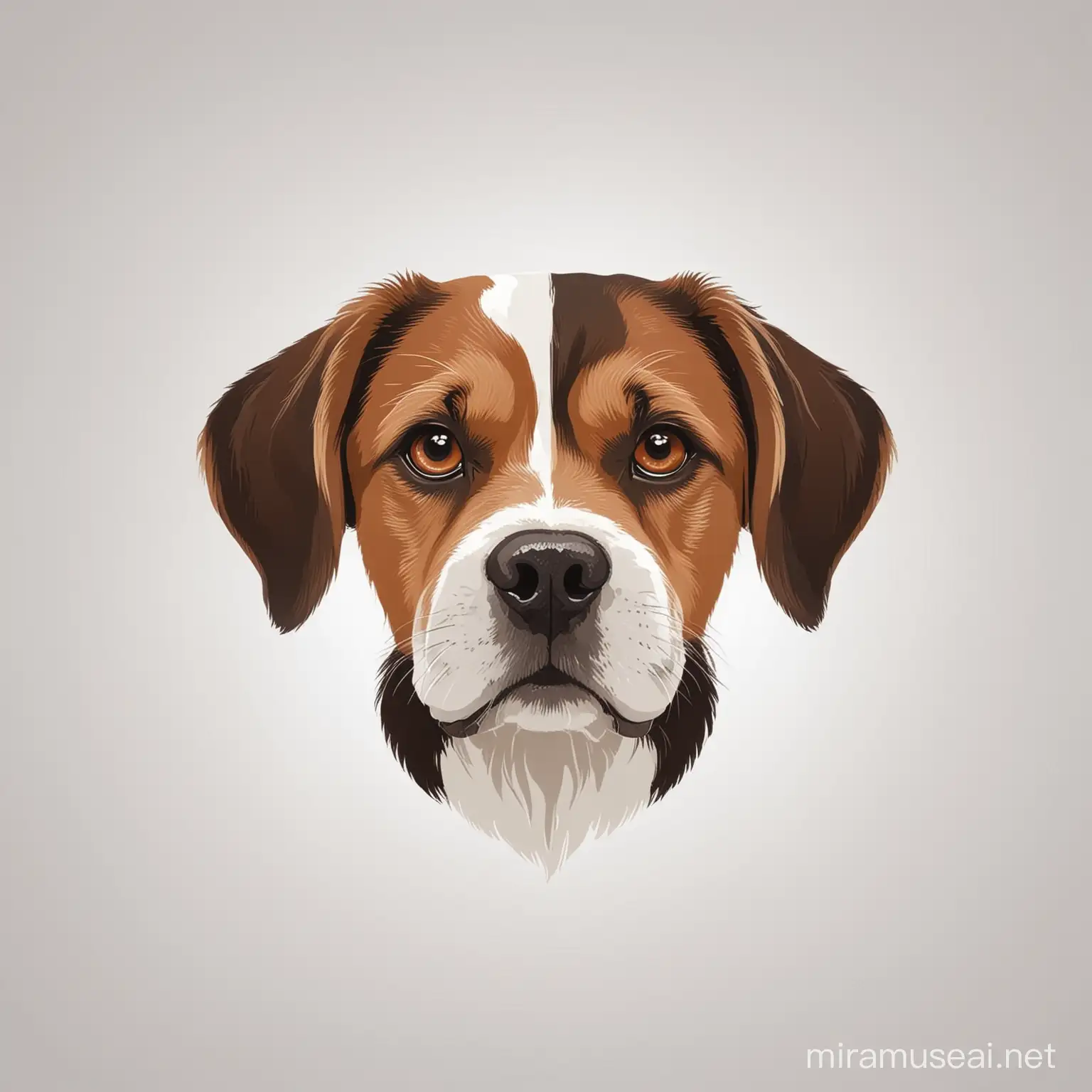 White Background Vector Illustration of a Cute Dogs Face